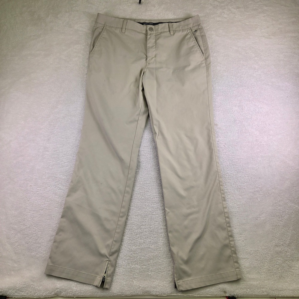 Maide Bonobos Mens Golf Pants Khaki Tan Zipper Hem Straight Leg 34x32
